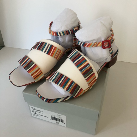 Leather or Textile Heeled Sandals- Francey - Picture 1 of 4